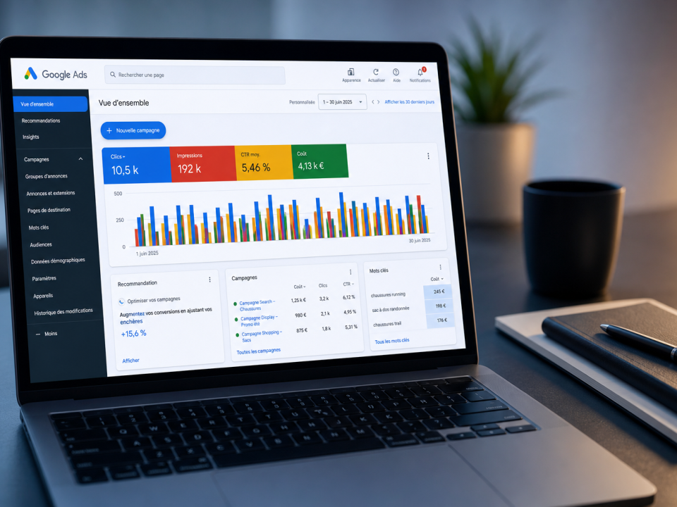 Dashboard Google Ads sur laptop — guide PME 2026